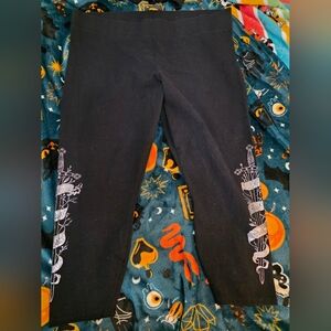 Black Leggings with Outlander Silver Graphic
